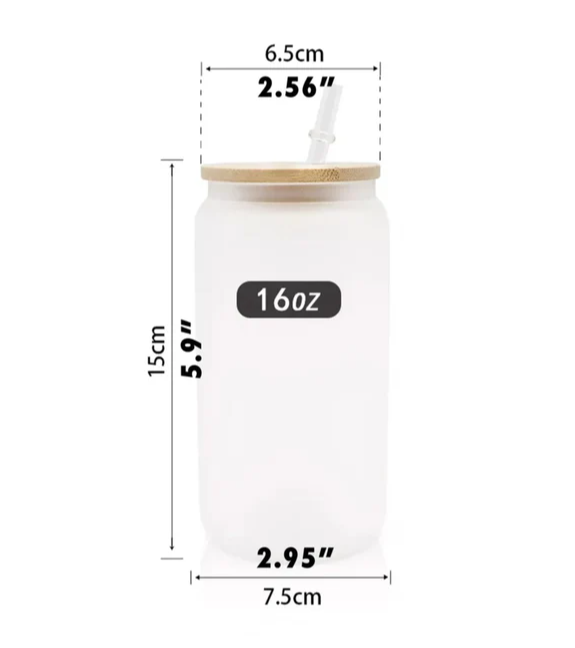 16oz Sublimation Frosted Glass Can