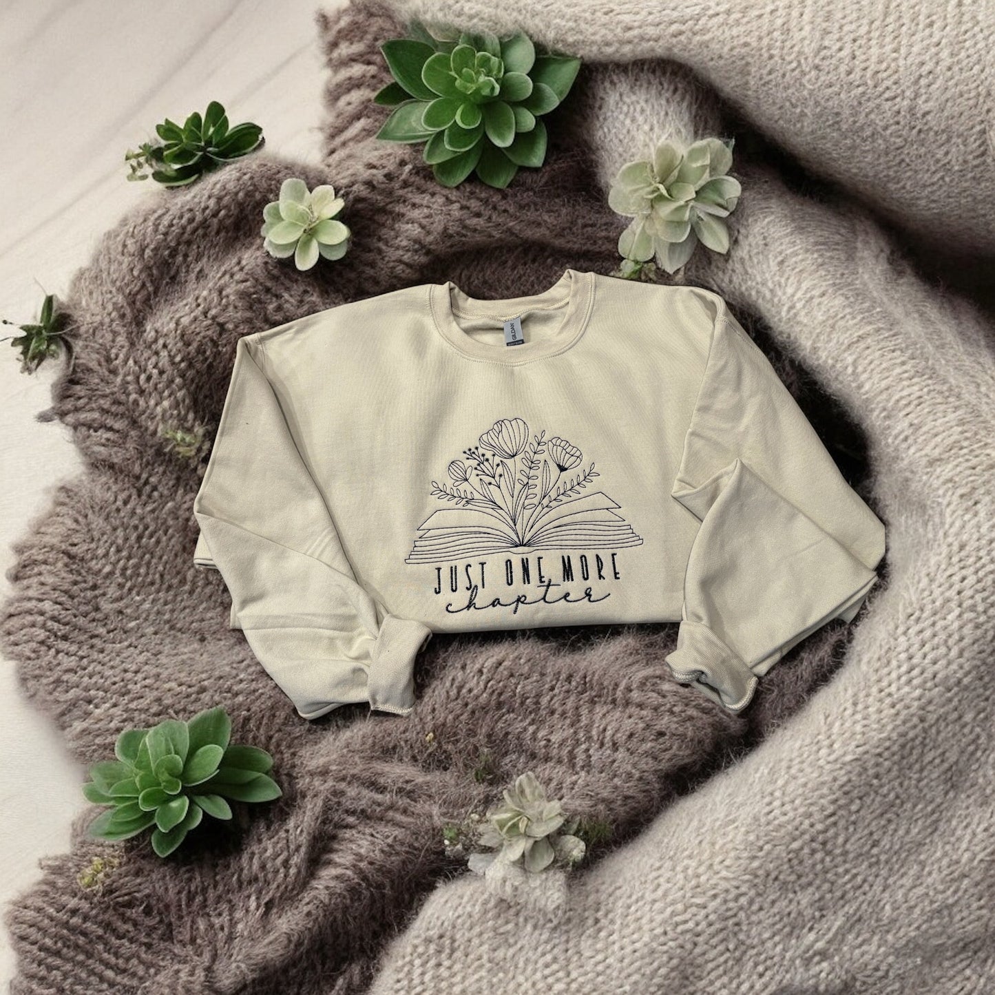 Just One More Chapter Embroidered Crewneck Sweatshirt
