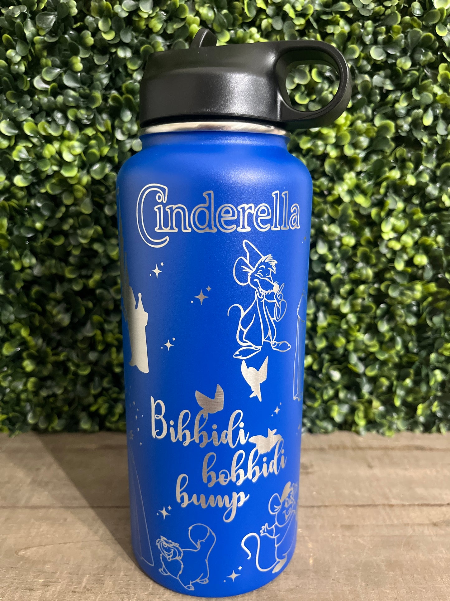 Laser Engraved 32oz Blue Princess Water Bottle