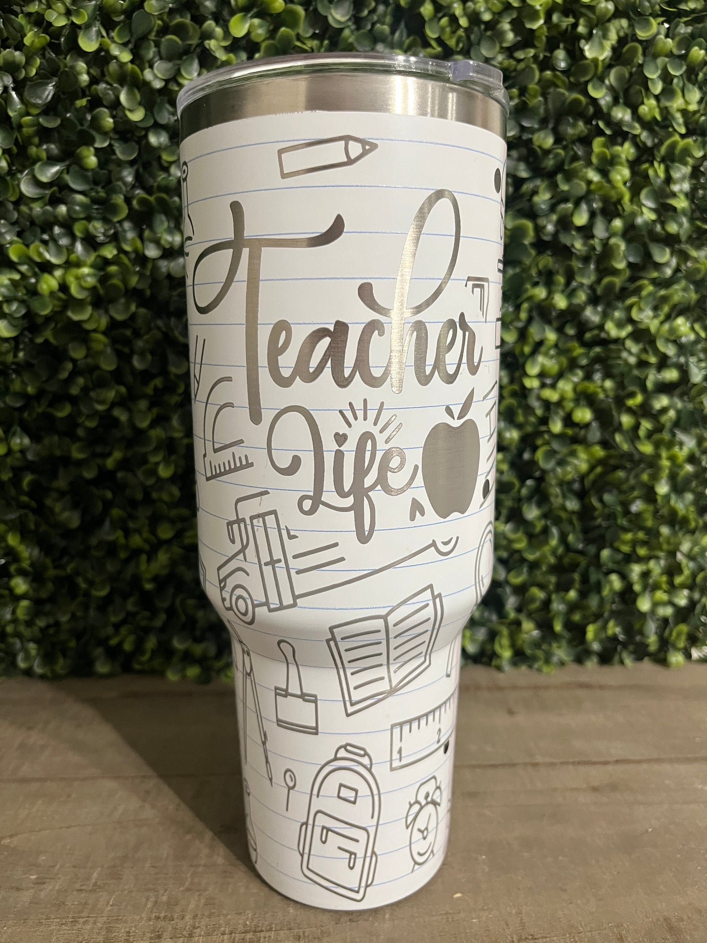 Laser Engraved 40oz Teacher Life Tumbler