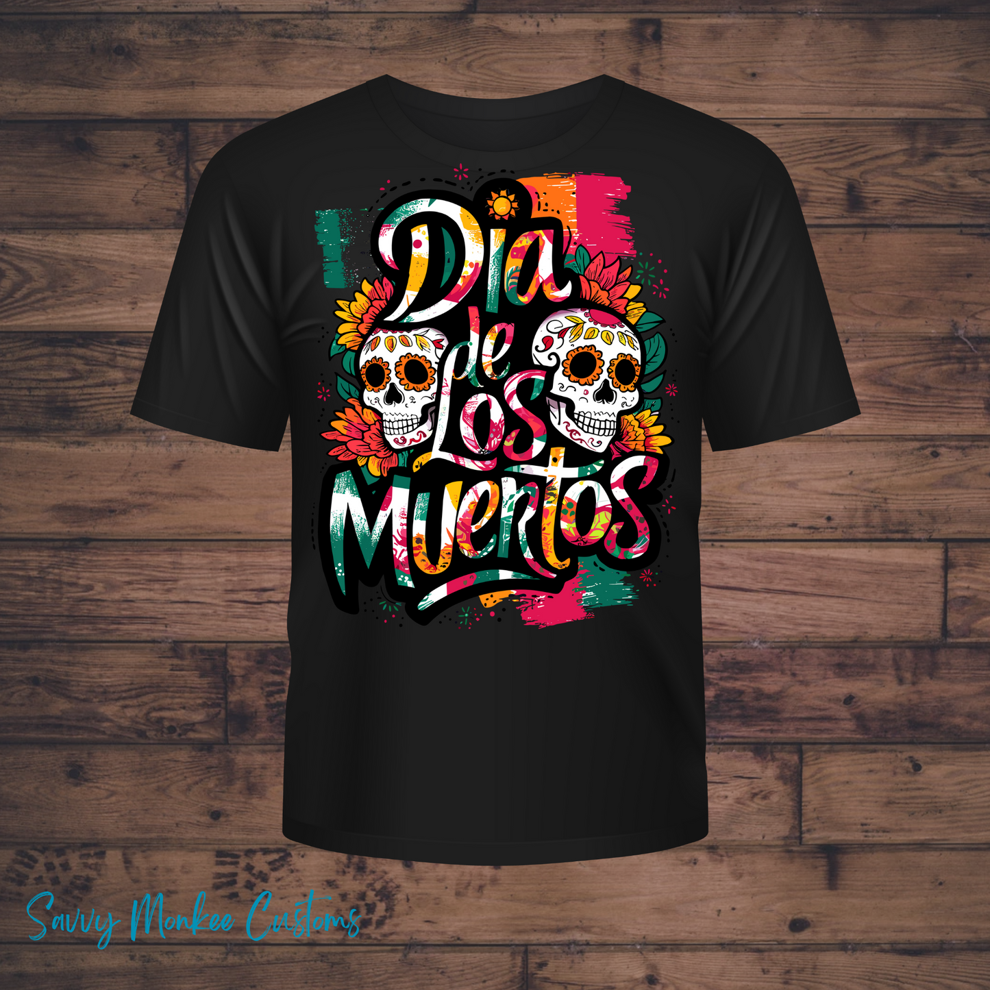 Dia De Los Muertos T-Shirt- Mexico Double Skull Head