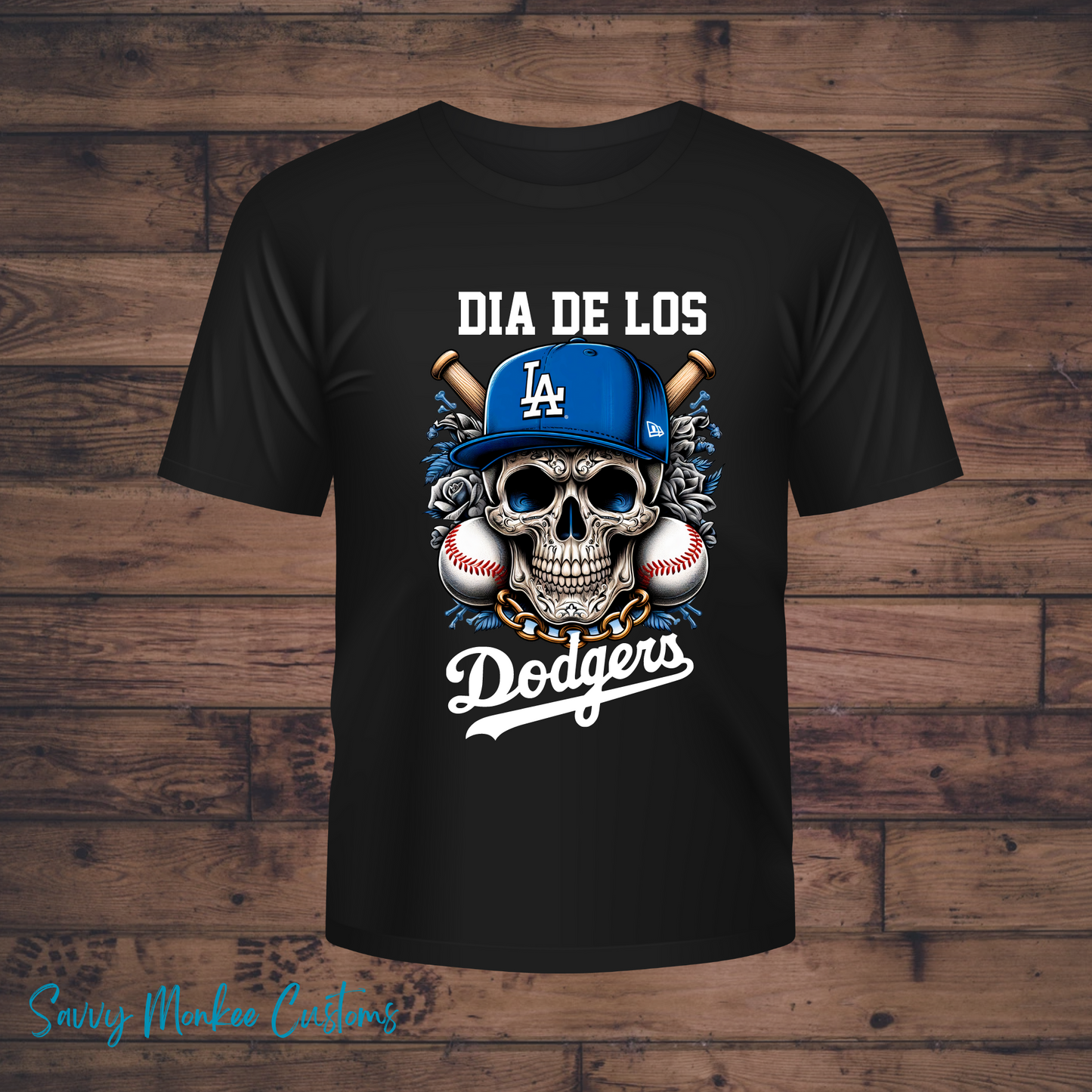 Dia De Los Muertos T-Shirt- Baseball Blue