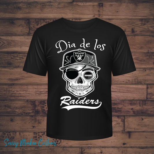 Dia De Los Muertos T-Shirt- Raiders Football Black