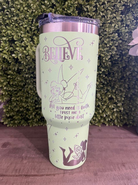 Laser Engraved 40oz Tinker Bell Tumbler