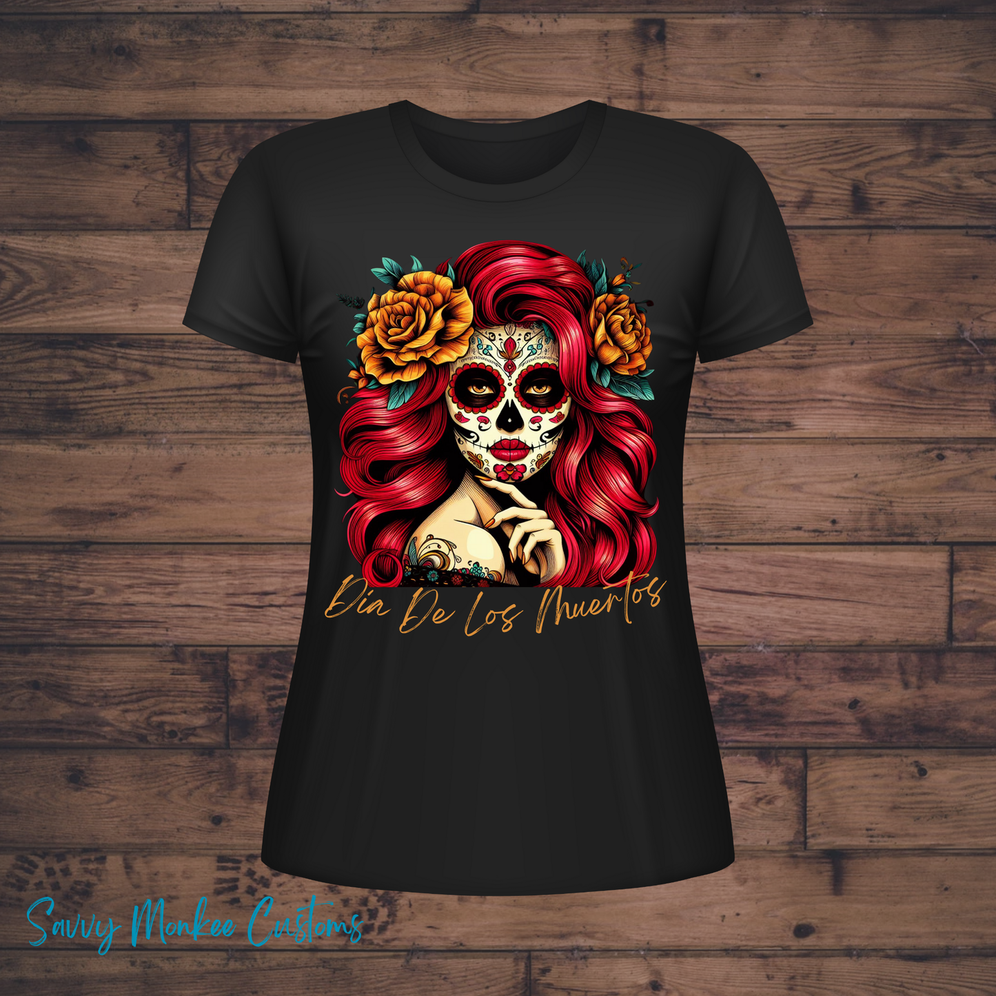 Dia De Los Muertos T-Shirt- Red Hair Beauty