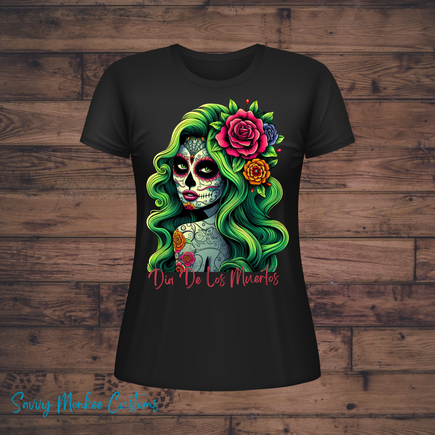 Dia De Los Muertos T-Shirt- Green Hair Beauty