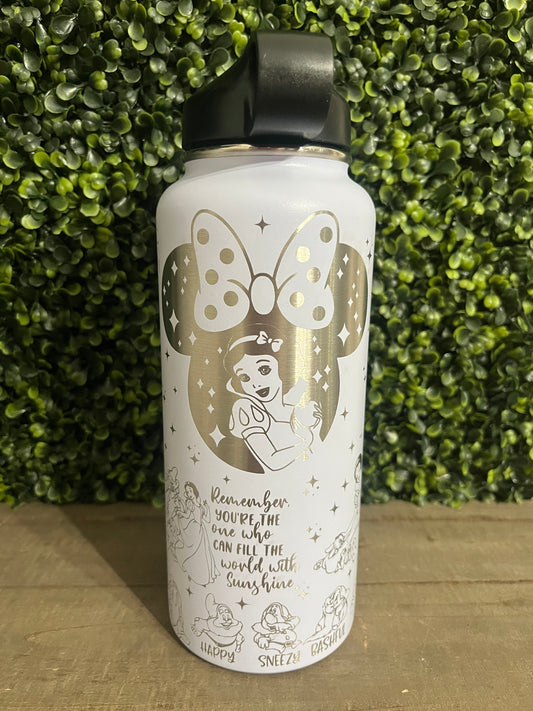 Laser Engraved 32oz Snow Princess Water Bottle