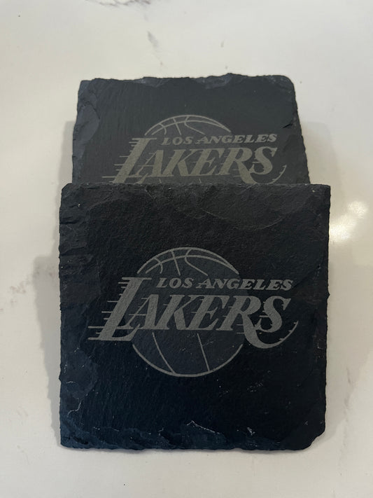 Laser Engraved Slate Coasters "Los Angeles Lakers"